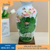Lọ Hoa Sứ Trắng Hoạ Tiết Hoa Sen Hồng