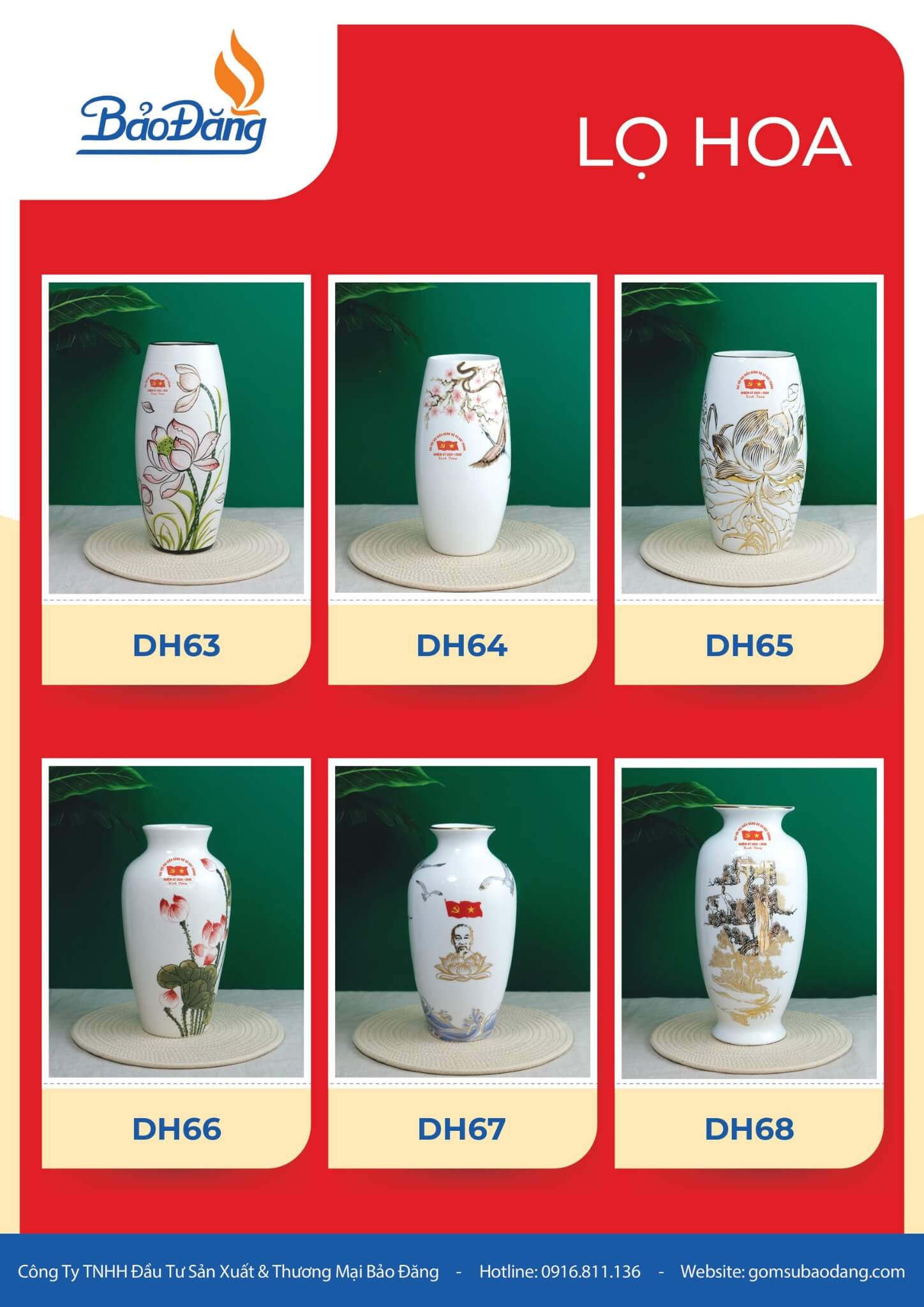 bình hoa gốm in logo quà tặng đảng bộ