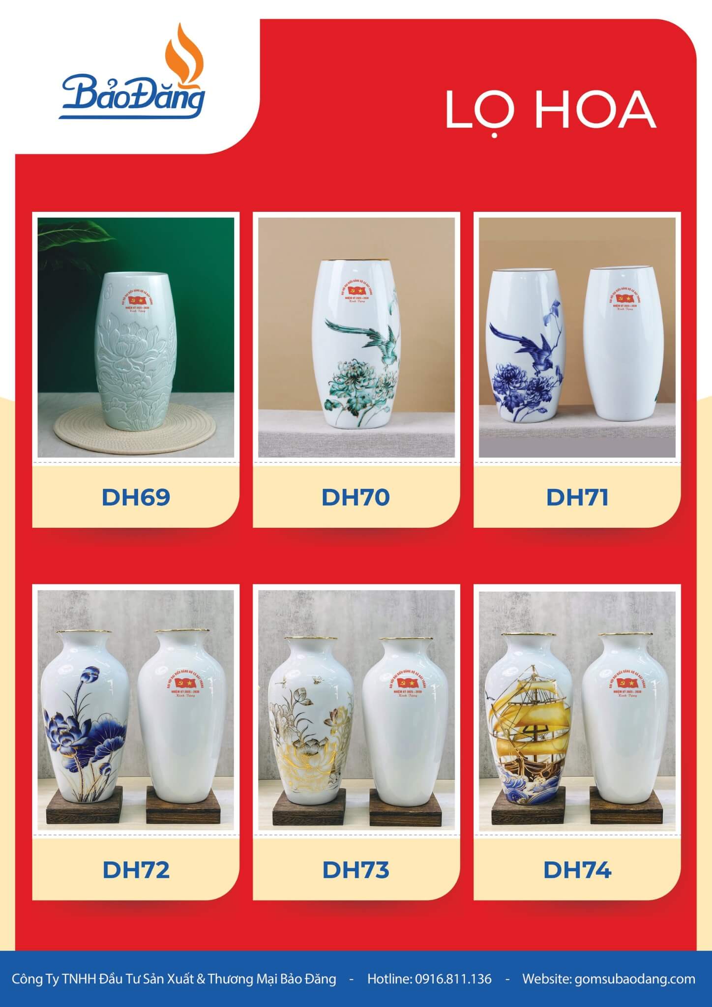 bình hoa nghệ thuật quà tặng đại hội Đảng