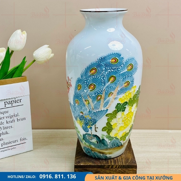 binh-hoa-su-bat-trang-chim-cong-cao-cap bình hoa sứ bát tràng chim công cao cấp