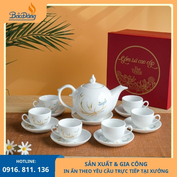 bộ ấm chén bát tràng trắng giá rẻ cao cấp