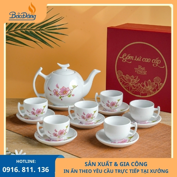 bộ ấm chén bát tràng giá rẻ dáng bưởi cành