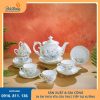 bộ ấm chén kẻ chỉ vàng hoa sen trang nhã