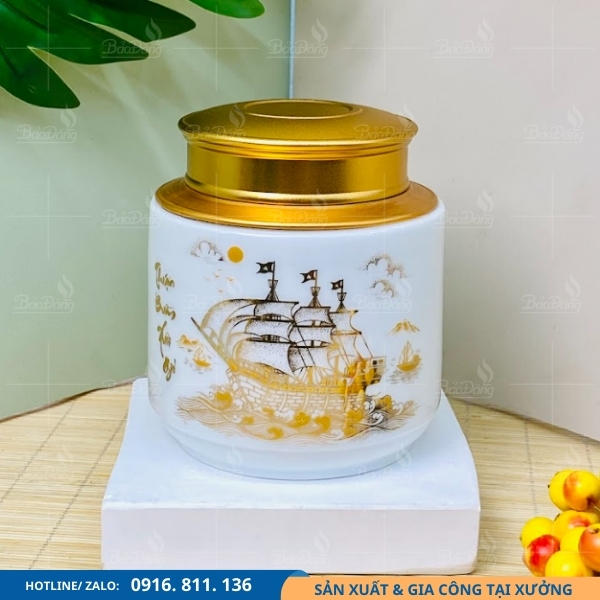 hop-dung-che-bat-trang-men-su-trang-thuan-buom Hũ đựng trà bát tràng men sứ trắng thuận buồm