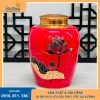 hũ đựng trà bát tràng hoa sen xanh dáng trụ tròn