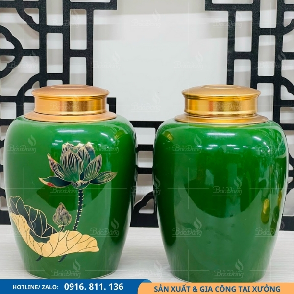 hu-hop-lo-dung-tra-bat-trang-hoa-sen-xanh hũ hộp lọ đựng trà bát tràng hoa sen xanh men xanh lá