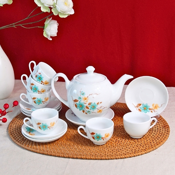ấm chén dáng minh long hoa xanh dây