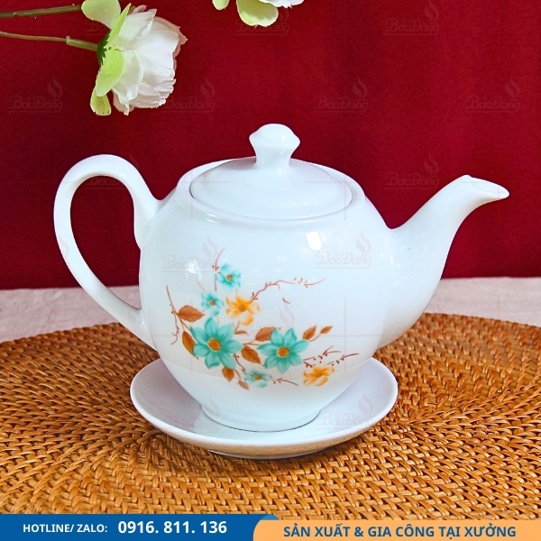 am-tra-dang-minh-long-hoa-tiet-hoa-xanh ấm trà dáng minh long hoa tiết hoa xanh