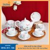 bộ ấm chén bưởi lửa hoa đào hồng