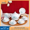 bộ ấm chén bưởi lửa hoa sen đơn sứ trắng
