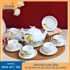 bộ ấm chén dáng bưởi cành hoa mai vàng