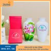 Bình hoa sứ họa tiết hoa sen hồng in logo Đại hội sắc nét, rõ ràng