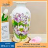 Bình hoa sứ cao cấp họa tiết sen tím kết hợp chỉ vàng