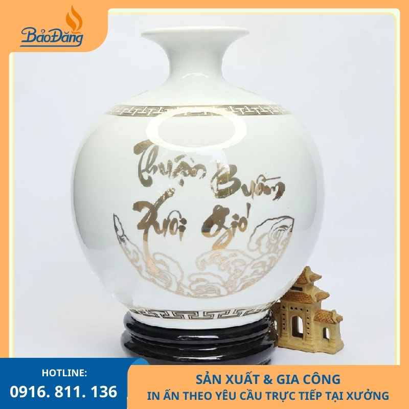 Bình Hút Lộc Thuận Buồm Xuôi Gió Vẽ Vàng Cao Cấp