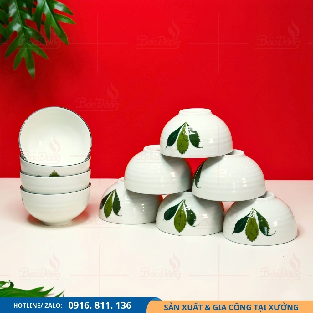 Bát cơm men kem lá xương rồngng rồng từ xưởng gốm Bát cơm men kem lá xương rồng cung cấp từ xưởng gốm