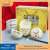 Bộ 10 bát cơm hoa đào in logo phù hợp làm quà tặng doanh nghiệp.
