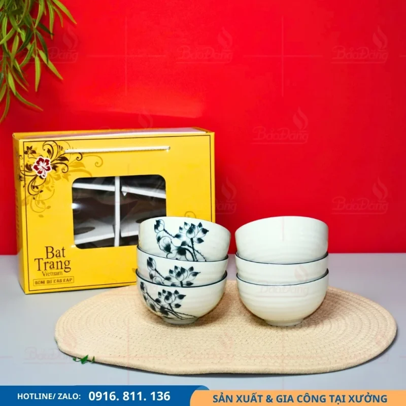 Bộ 6 bát cơm hoa sen đen lựa chọn tiết kiệm