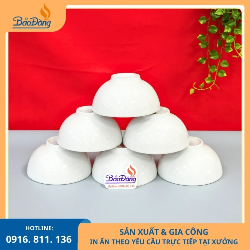 Bộ 6 bát trắng trơn giá rẻ dùng cho bữa ăn hằng ngày