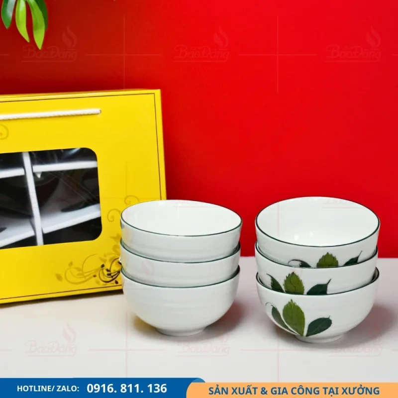 Bộ bát cơm lá xương rồng nhận sản xuất theo yêu cầu