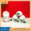 Bộ bát cơm men kem lá xương rồng nhận sản xuất theo đơn số lượng