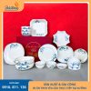 Bộ bát đĩa Bát Tràng sen xanh đẹp mắt, giá tốt