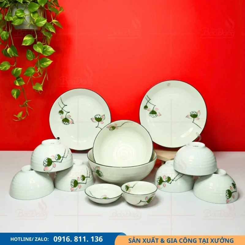 Bộ bát đĩa đài sen cung cấp giá xưởng theo số lượng