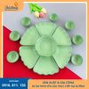 Bộ bát đĩa hoa mặt trời men xanh ngọc trơn thiết kế thanh nhã.