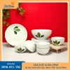 Bộ bát đĩa men kem lá xương rồng nhận sản xuất theo đơn số lượng