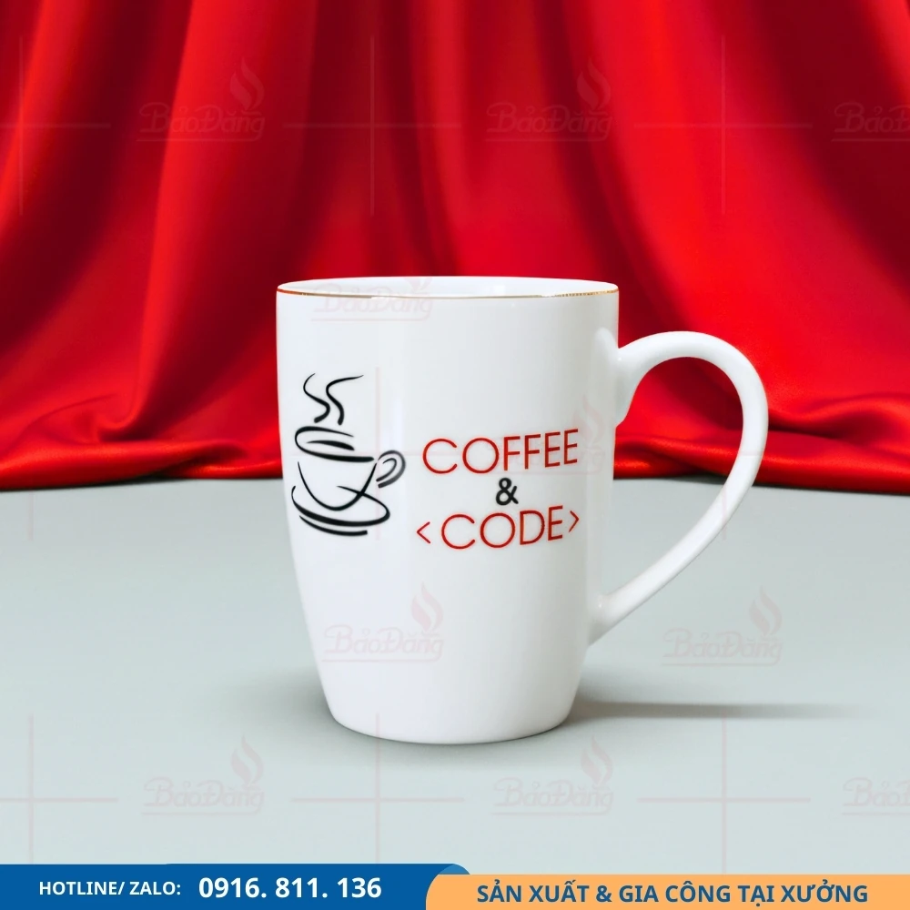 Cốc sứ in 2 mặt logo tặng khách hàng Cốc sứ in 2 mặt logo công ty dùng tặng khách hàng và đối tác