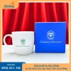 Ly sứ dáng lùn in logo theo yêu cầu, thích hợp làm quà tặng