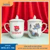 Ly sứ hoa sen dùng làm quà tặng cho Đại hội Đoàn thanh niên