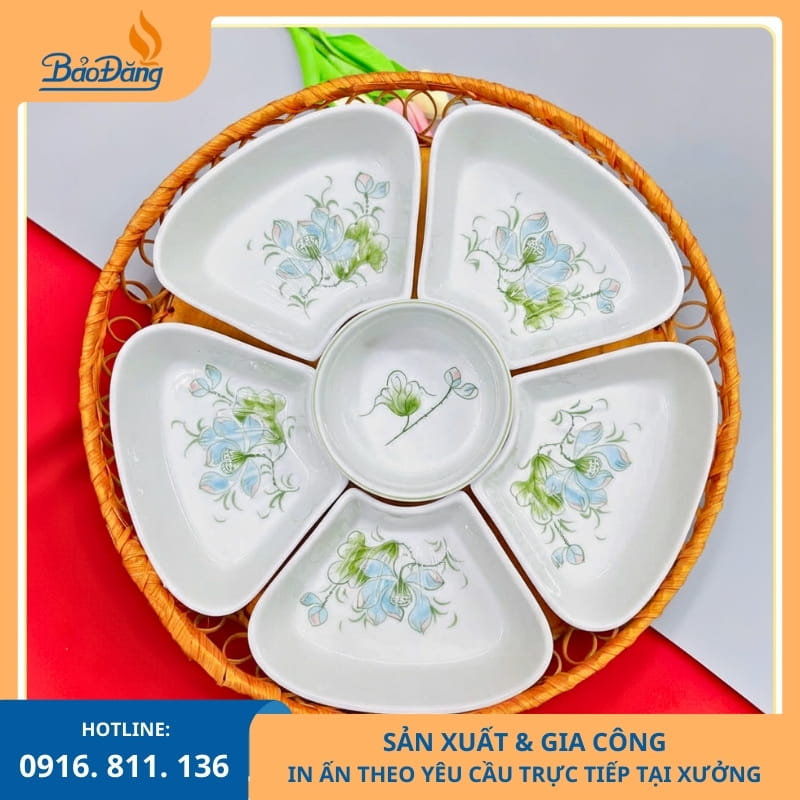 Set bát đĩa hoa mặt trời 6 món phù hợp dùng trong gia đình.