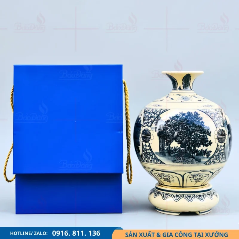 Bình hút lộc tứ cảnh Bắc Giang với hình Cây cổ Dã Hươn
