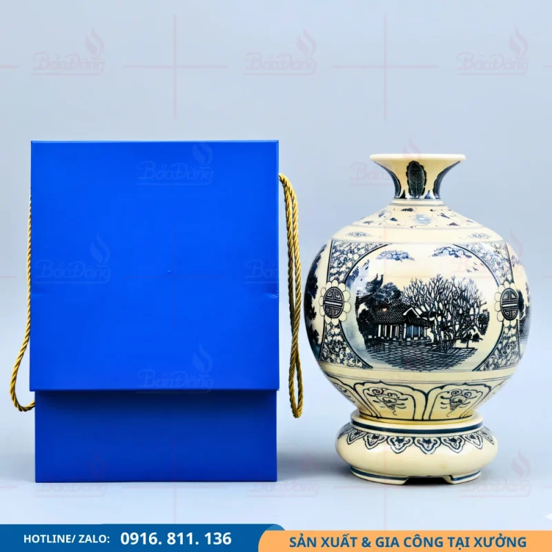 Bình hút lộc tứ cảnh Bắc Giang với hình Chùa Vĩnh Nghiêm