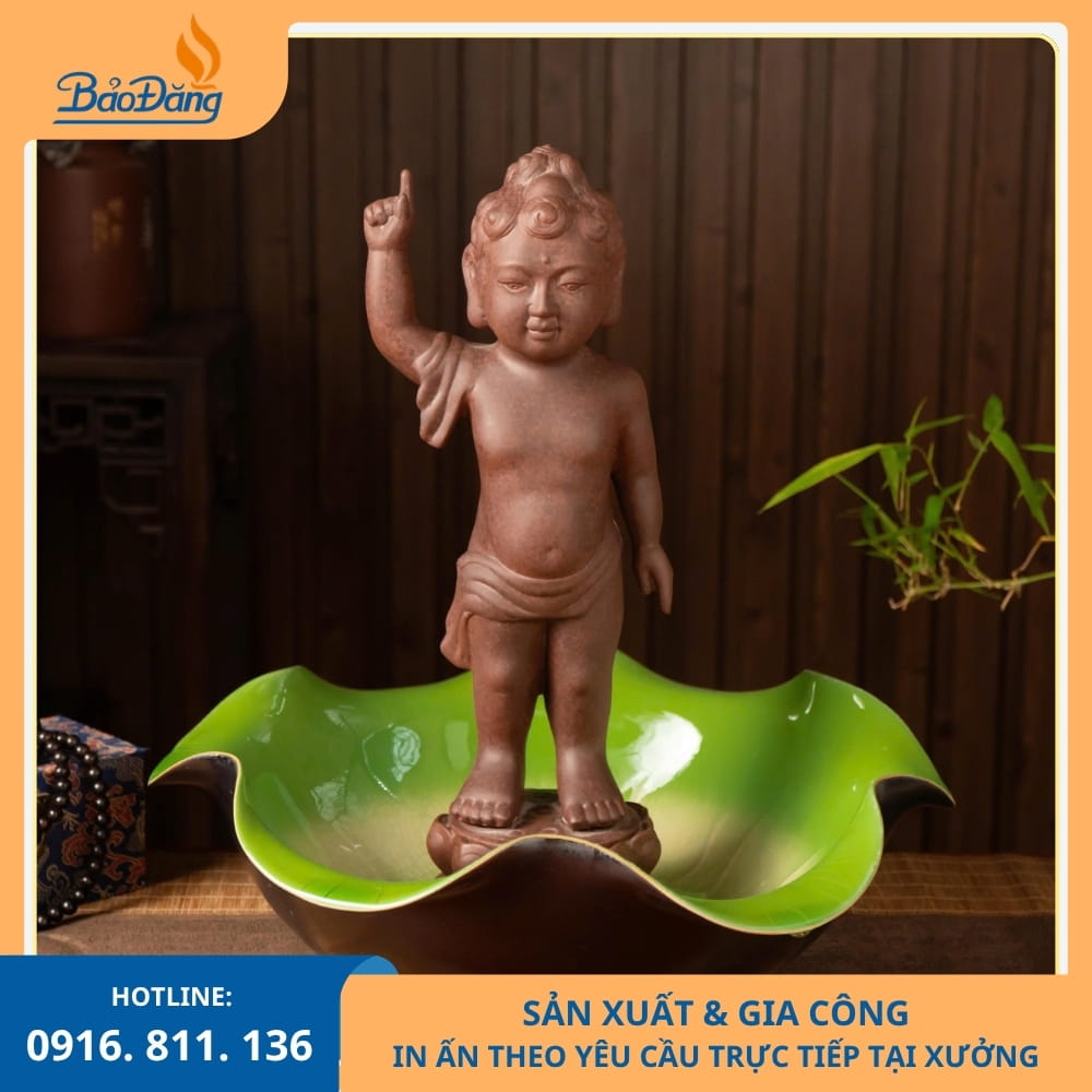 Tượng Đản Sinh gốm sứ Bát Tràng trang nghiêm Tượng Đản Sinh gốm sứ Bát Tràng, thiết kế truyền thống