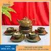 Bộ ấm chén hỏa biến gấm vàng dáng gốc cây, thiết kế độc đáo