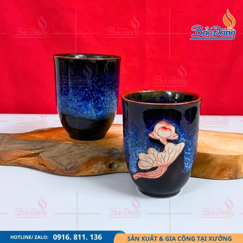 Ly sứ Bát Tràng trụ cao men hỏa biến