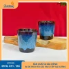 Ly sứ hỏa biến men xanh chảy dáng trụ vuông độc đáo