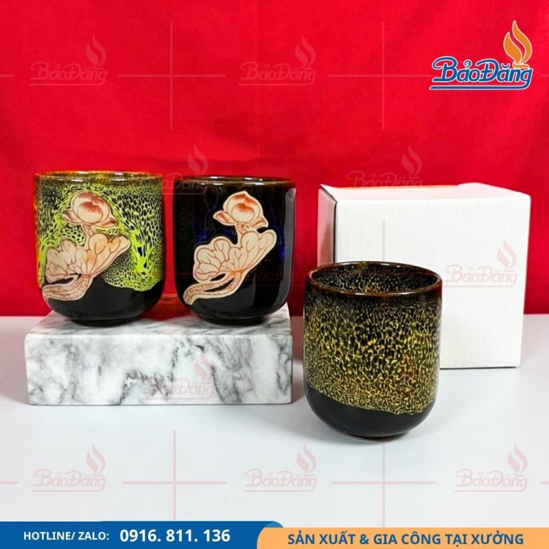Ly sứ hỏa biến trụ lùn hoa sen cao cấp