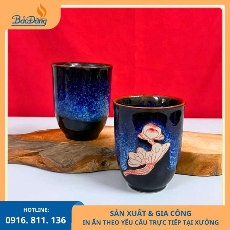 Ly sứ trụ cao men hỏa biến Bát Tràng tinh tế