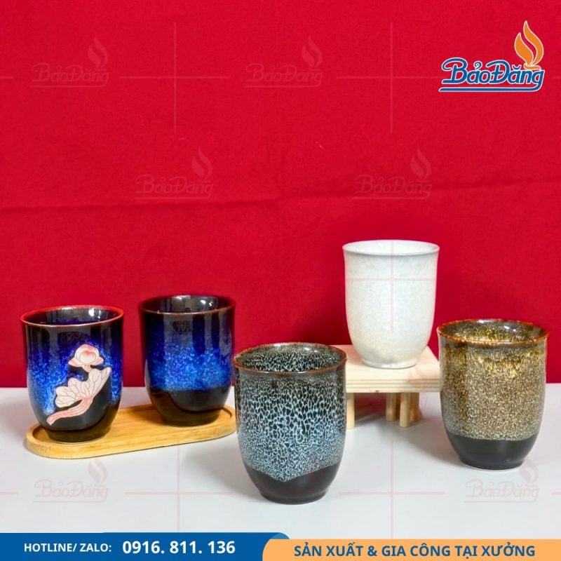 Ly sứ trụ cao men hỏa biến đẹp mắt