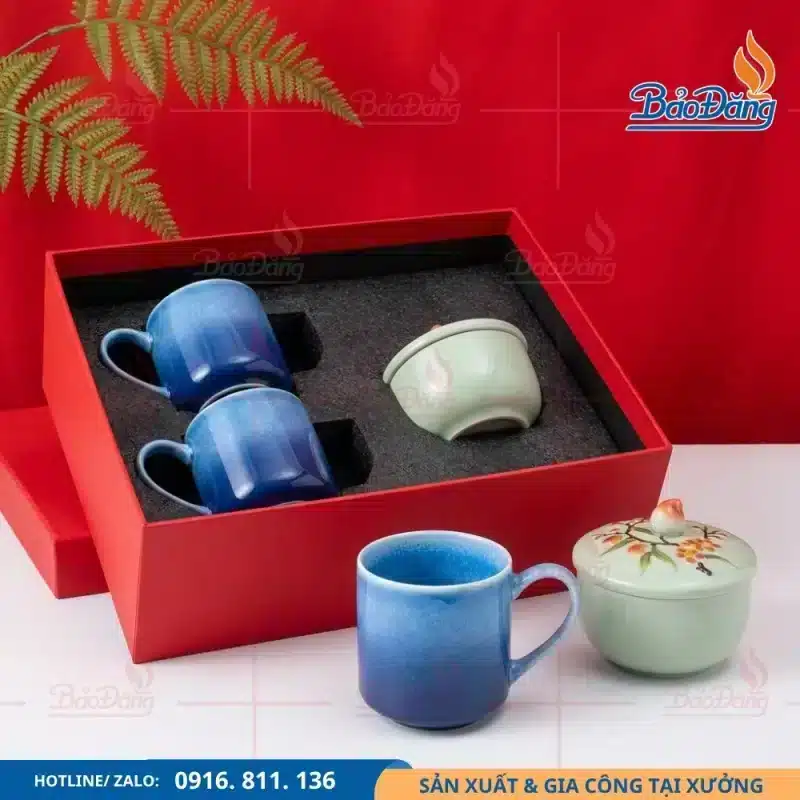 Bộ ly sứ và hũ sứ đa năng được thiết kế đồng bộ